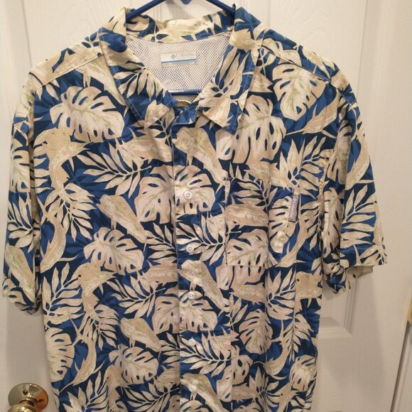 Columbia Other - Columbia PFG Men's Short Sleve Button Down Shirt, Size L, blue/tan